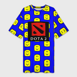 Футболка женская длинная Dota smile pattern, цвет: 3D-принт