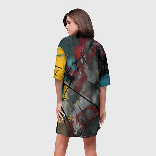 Женская длинная футболка Человек-паук абстракция из красок / 3D-принт – фото 4