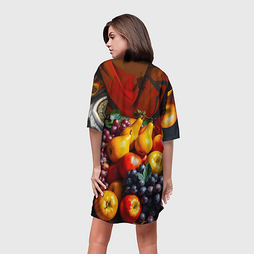 Женская длинная футболка Фруктовый натюрморт / 3D-принт – фото 4