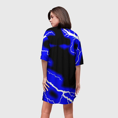 Женская длинная футболка Quake молнии шторм / 3D-принт – фото 4