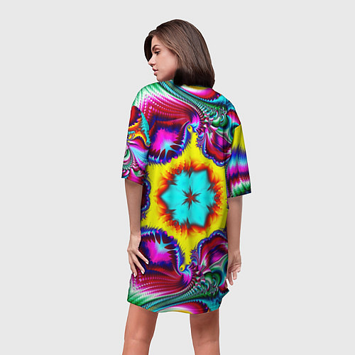 Женская длинная футболка Абстракция узор фракталы / 3D-принт – фото 4