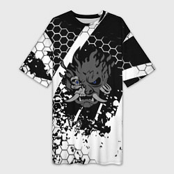 Футболка женская длинная Samurai соты краски, цвет: 3D-принт