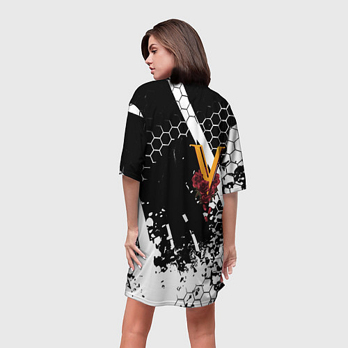 Женская длинная футболка Samurai соты краски / 3D-принт – фото 4