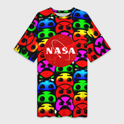 Женская длинная футболка NASA smile