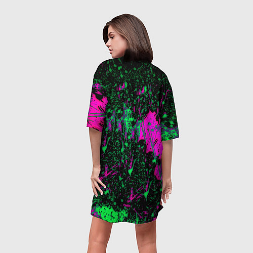 Женская длинная футболка Sum 41 неоновые краски / 3D-принт – фото 4