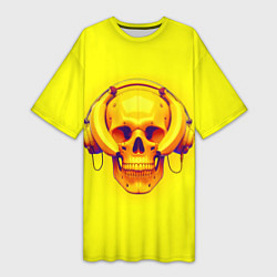 Футболка женская длинная Yellow bananas skull - cyberpunk, цвет: 3D-принт