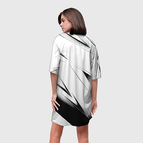 Женская длинная футболка Ведьмак stripes / 3D-принт – фото 4