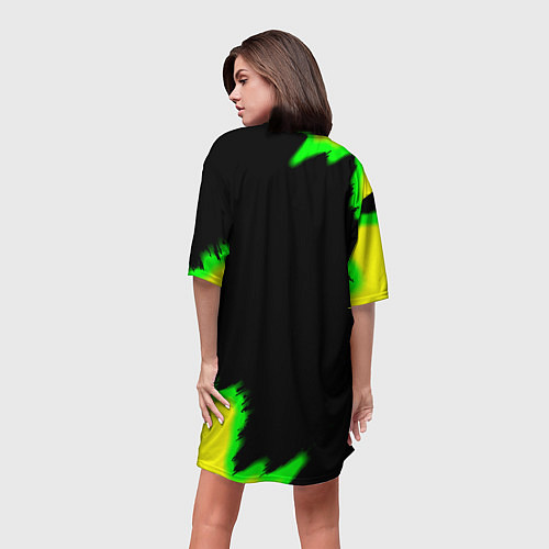 Женская длинная футболка Doom огненное лого краски / 3D-принт – фото 4