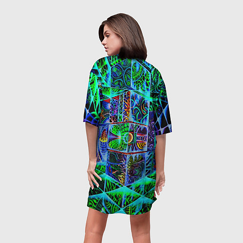 Женская длинная футболка Психоделика узор кислотный / 3D-принт – фото 4