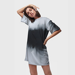 Футболка женская длинная Разводы черной краски, цвет: 3D-принт — фото 2