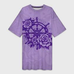 Женская длинная футболка Штурвал в розах