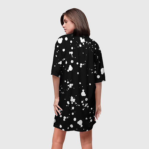 Женская длинная футболка Doom белые краски всплеск / 3D-принт – фото 4