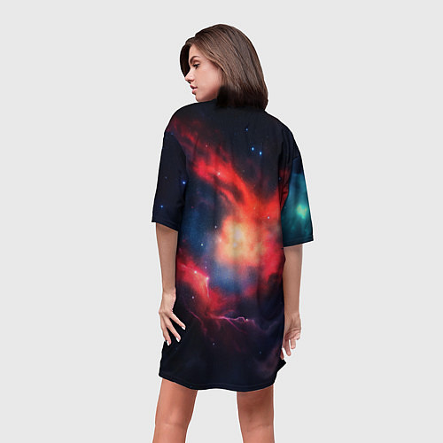 Женская длинная футболка Космонавт сидит в луне / 3D-принт – фото 4