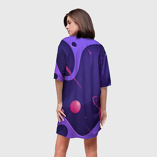 Женская длинная футболка Летающая тарелка с сердцем / 3D-принт – фото 4