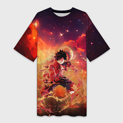 Женская длинная футболка Fire Luffy - One Piece