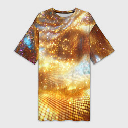 Футболка женская длинная Блестящая золотая текстура, цвет: 3D-принт