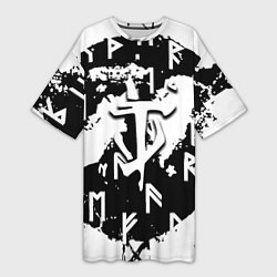 Футболка женская длинная Doom символы краски, цвет: 3D-принт