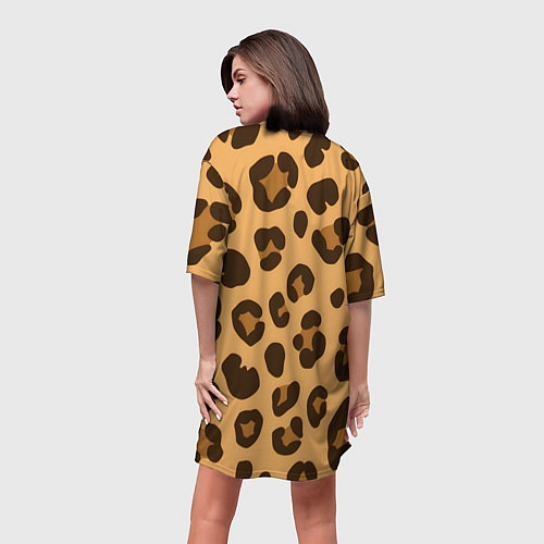 Женская длинная футболка Коричневые пятна леопарда / 3D-принт – фото 4