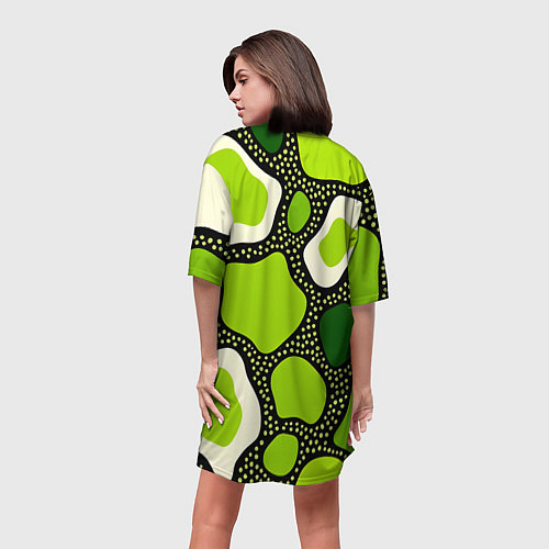 Женская длинная футболка Зеленая абстракция с кругами / 3D-принт – фото 4