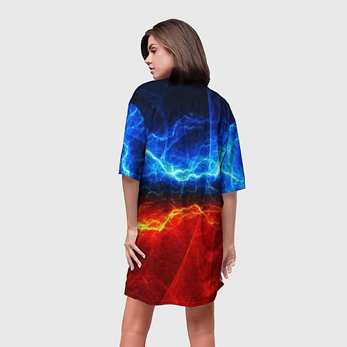 Женская длинная футболка Сектор газа молнии на фоне / 3D-принт – фото 4