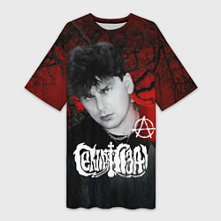 Женская длинная футболка Сектор газа красный лес