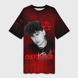 Футболка женская длинная Сектор газа красный фон, цвет: 3D-принт