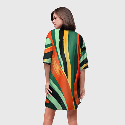 Женская длинная футболка Тропическая жаркая абстракция / 3D-принт – фото 4