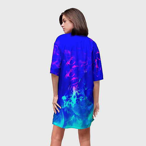 Женская длинная футболка Monster energy дым неоновый / 3D-принт – фото 4
