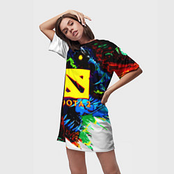 Футболка женская длинная Dota monster, цвет: 3D-принт — фото 2