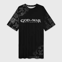 Футболка женская длинная Бог войны японские символы, цвет: 3D-принт