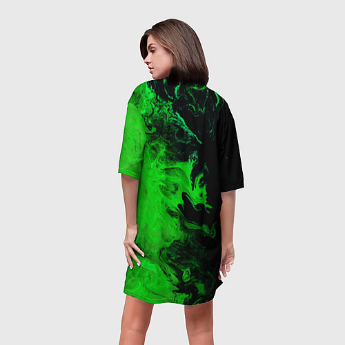 Женская длинная футболка Color green black / 3D-принт – фото 4