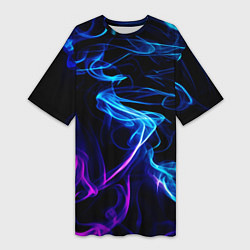 Футболка женская длинная Color blue pink, цвет: 3D-принт