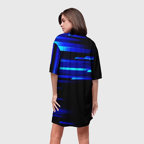 Женская длинная футболка Color blue black / 3D-принт – фото 4
