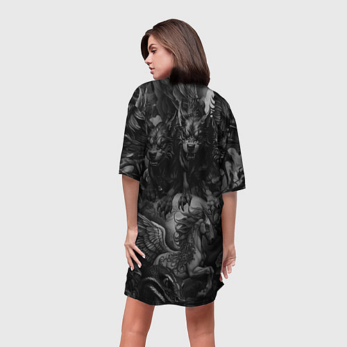 Женская длинная футболка Агата Кристи и мифические существа / 3D-принт – фото 4