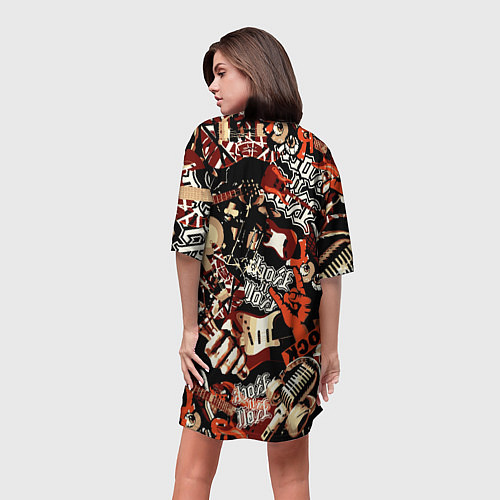 Женская длинная футболка Кукрыниксы на фоне электрогитар / 3D-принт – фото 4