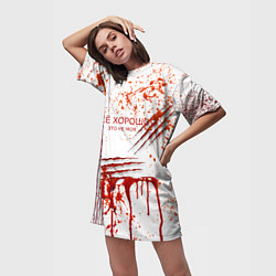 Футболка женская длинная Кровь с царапинами заляпанная, цвет: 3D-принт — фото 2