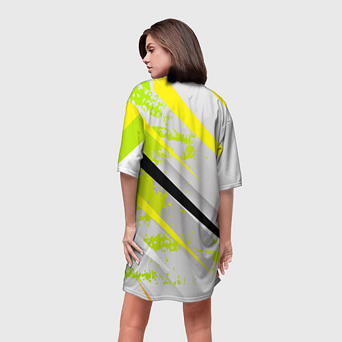 Женская длинная футболка Color white light green / 3D-принт – фото 4