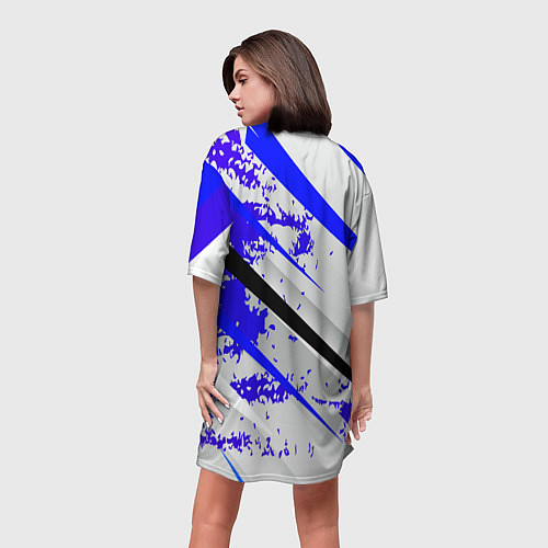 Женская длинная футболка Color white blue / 3D-принт – фото 4