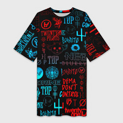 Футболка женская длинная Twenty one pilots rock pattern, цвет: 3D-принт