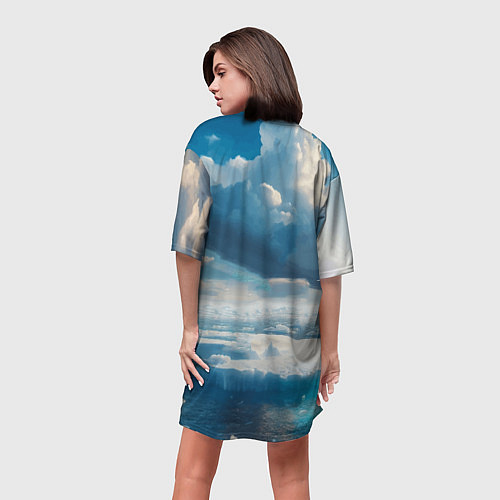 Женская длинная футболка Полярный медведь на льдине / 3D-принт – фото 4