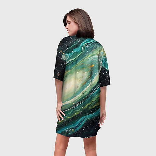 Женская длинная футболка Зеленая вселенная / 3D-принт – фото 4