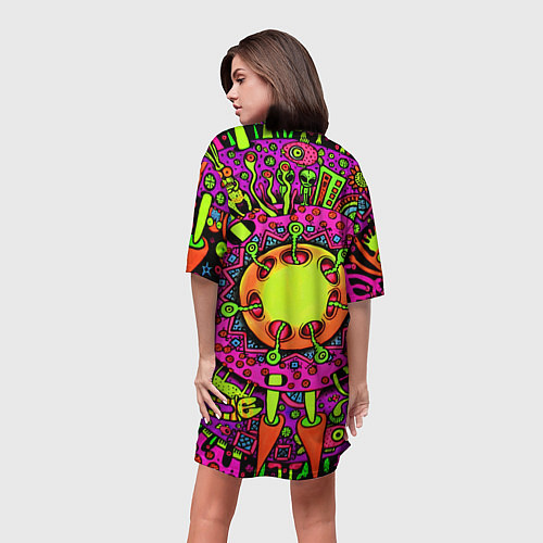 Женская длинная футболка Кислотные грибы оптические / 3D-принт – фото 4