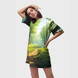 Футболка женская длинная Fabulous forest, цвет: 3D-принт — фото 2