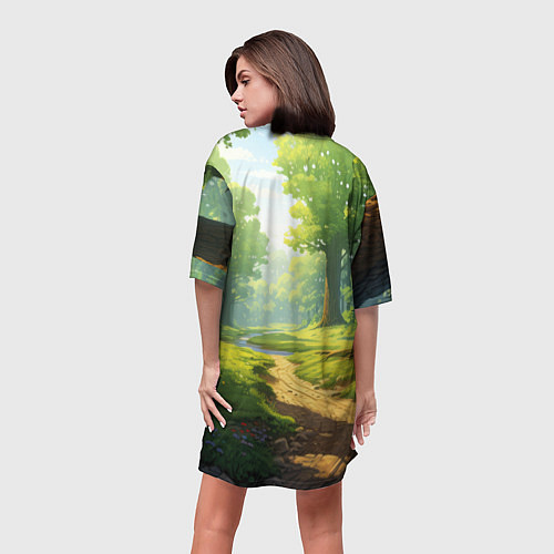 Женская длинная футболка Fabulous forest / 3D-принт – фото 4