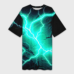 Женская длинная футболка Color light blue black