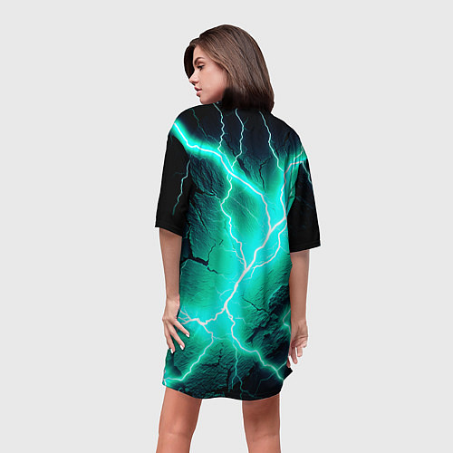 Женская длинная футболка Color light blue black / 3D-принт – фото 4