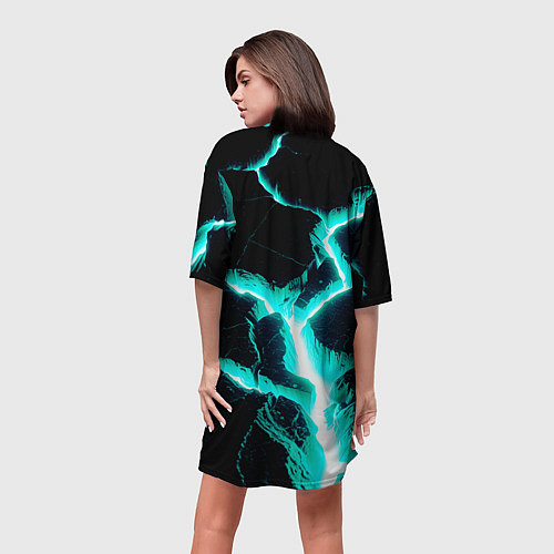 Женская длинная футболка Color light blue black / 3D-принт – фото 4