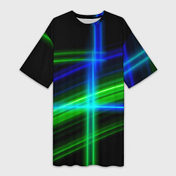 Женская длинная футболка Color blue black green