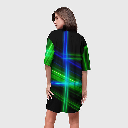 Женская длинная футболка Color blue black green / 3D-принт – фото 4