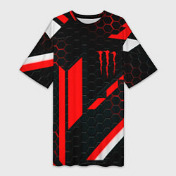Футболка женская длинная Monster energy sport geometry, цвет: 3D-принт
